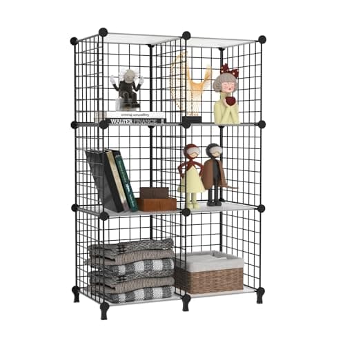 AWTATOS 6 Cube Storage Wire Closet Organizers DIY Stackable Storage Shelves Bookcase Cabinet for Home Office, Black - Image 1