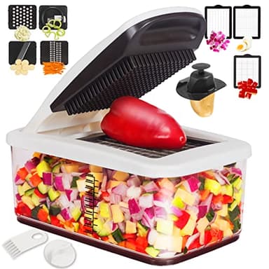 RüK Vegetable Chopper, Extra Large Chopper Vegetable Cutter, Multifunctional 10-in-1 Pro Food Chopper - 6 Blades, 4 Vegetable Spiralizers, E-Recipes - Veggie Chopper with Container - Image 2