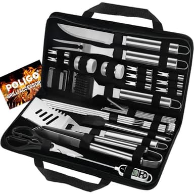 POLIGO 29 PCS BBQ Grill Accessories Stainless Steel BBQ Tools Grilling Tools Set with Storage Bag for Fathers Day Dads Birthday Presents - Camping Grill Utensils Set Ideal Grilling Gifts for Men Women - Image 1
