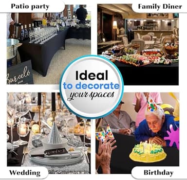 Heochy 2 Pack 6FT Table Cloth for Rectangle Tables - Hot Pink Tablecloth Rectangular Fitted Stretch Spandex Table Covers 6 ft for Birthday, Cocktail, Wedding, Banquet Valentines Party - Image 7