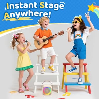 Jeefu Karaoke Machine for Kids, Toys for 3-12 Years Old Girls Gifts, Kids Karaoke Microphone Machine Toy, Best Fun Christmas Birthday Gifts for 5 6 7 8 9 10 11 Years Teens Girl Boys Beige 2 Mic - Image 2