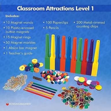 Dowling Magnets Classroom Attractions Comprehensive Magnet Lab: Level 1, Grades PreK-2 (Ages 4-7). Classroom Magnets/Science Kit/STEM Kit/Kids Magnets for Classroom/Science Experiments. Item 731301. - Image 2