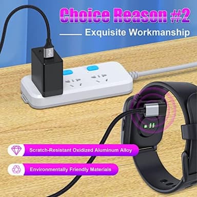 AGVEE 2 Pack 3.3ft Charger Cable for Garmin Watch, L-Shape Braided Charging Cord for Fenix, Forerunner, Vivoactive, Instinct, Venu, Tactix, Approach, D2, Quatix Series, Dark Gray - Image 3