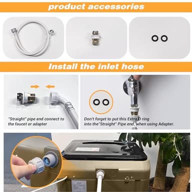 BORCOLO Portable Washing Machine, 17.7lbs Full-Automatic Small Washing Machine for Apartment, 10 Wash Programs with Drain Hose Dorm Size Portable Washer for RV, Home, College, Gold - Image 2