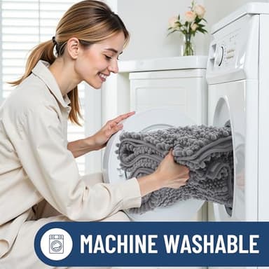 Smiry Bathroom Rugs Mat 30x20, Extra Soft Absorbent Chenille Bath Rugs, Non Slip Rubber Backing Machine Washable Quick Dry Bath Mats for Bathroom Floor, Tub, Shower, Home Decor Accessories, Grey - Image 6