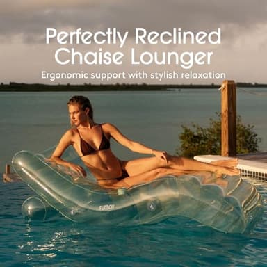 FUNBOY Giant Inflatable Luxury Seaglass Green Chaise Lounger, Chair Pool Float for Adults, Transparent Seaglass Green Material, Perfect for a Summer Pool Party - Image 3