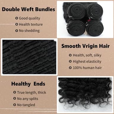 12A Human Hair Bundles 26 28 30 32 Inch 4 Bundles Deep Wave Bundles Human Hair 100% Unprocessed Brazilian Virgin Weave Bundle s Real Natural Black Hair for Women - Image 4