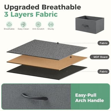 DUMOS TV Stand Dresser for Living Room Bedroom with 7 Fabric Drawer, Entertainment Center Chest Storage Organizer Units for Clothing, Closet, Cabinet, Living Room Furniture, Classic Gray - Image 6