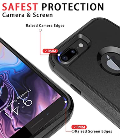 Diverbox Case [Shockproof] [Dropproof] [Dust-Proof],Heavy Duty Protection Phone Cover for Apple iPhone 8 Plus & 7 Plus (Black) - Image 3