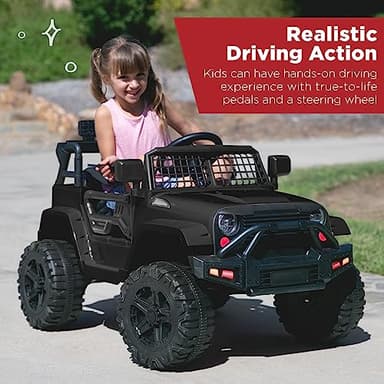 Best Choice Products 12V Kids Ride On Truck Car w/Parent Remote Control, Spring Suspension, LED Lights, AUX Port - Black - Image 2