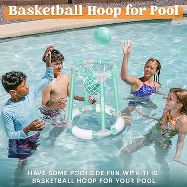 Sloosh Pool Basketball Hoop Toys, Floating Basketball Pool Game, Swimming Floats Toys with Balls Pump, Summer Outdoor Water Play Toy for Kids and Adults (Green) - Image 2