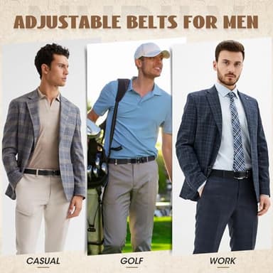 Mens Belt Leather Ratchet Belts for Men Adjustable 1 3/8" Men's Belts for Dress Casual with Gift Box, Trim to Fit - Image 6