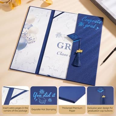 AYGXU Graduation Gifts-Graduation Guest Book 2025-guest Book for Graduation Party,Blue Autograph Book with Tassel Class of 2025 Graduate Party Decorations,Graduation Signature Guest Book - Image 6