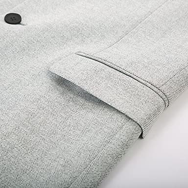 Men's Herringbone Blazer Jacket Stretch 2 Button Casual Sport Coat for Work Travel Light Grey - Image 6