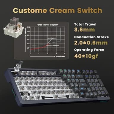 Redragon Wireless Mechanical Keyboard, 3 Mode Gasket Mounted RGB Gaming Keyboard with Volume Knob, Pre-Lubed Linear Switches, MDA-Profile, 98 Keys Hot Swappable Creamy Keyboard for PC/Tablet/Xbox/PS4 - Image 3