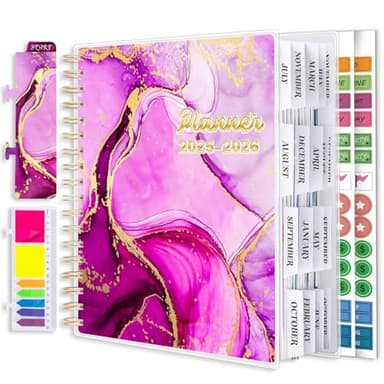 Planner 2025-2026, 18 Months Academic Daily Weekly Monthly Planner Yearly Agenda July. 2025–Dec. 2026, 7.9" x 9.8", Page Tabs, Separator Page, Pocket Folder, Bookmark, Stickers, Sticky Note Set - Image 1