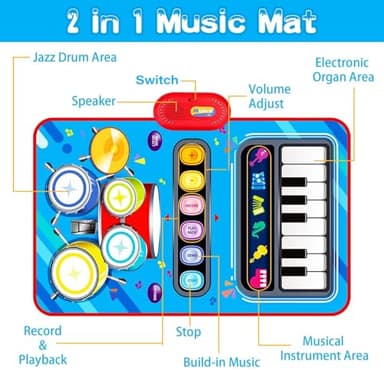 Baby Toys for 1 Year Old: Baby Musical Mat Toddler Toys Age 1-2 - 2 in 1 Piano Drum Babies Play Mat - Infant Music Toy 12-18 Months Babies Birthday Valentines Gifts for 1 2 3 Year Old Boys Girls - Image 5