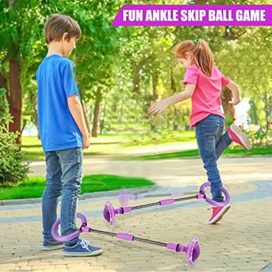 Chridark Ankle Skip Ball for Kids - Foldable Flash Wheel Skip Ball, Outside Game Toys for Kids & Adults, Gift for Boys & Girls Age 5 6 7 8 9 10 Years Old, Purple - Image 2