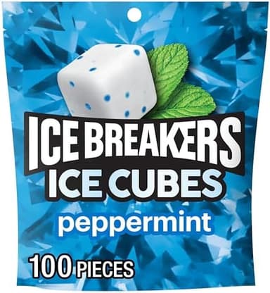 ICE BREAKERS Ice Cubes Peppermint Sugar Free Chewing Gum Pouch, 8.11 oz (100 Pieces - Image 3