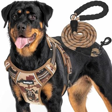 Beebiepet Heavy Duty Tactical Dog Harness for Large Dogs, No Pull Adjustable Pet Harness Reflective Service Training Easy Control Pet Vest Military K9 Working Dog Harnesses- Large, Desert Camo - Image 1