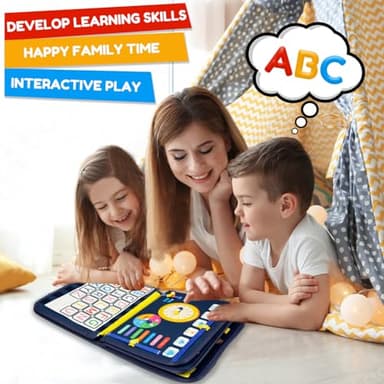 Qizfun Busy Board Book Montessori Toys for 1 2 3 4 Year Old, Boy Birthday Gifts, Educational Sensory Learning Toys for Toddlers 1-3, Car Airplane Travel Activities for Kids Ages 2-4 Year Old - Image 6