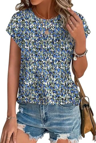XIEERDUO Spring Tops for Women 2025 Work Ladies Tops and Blouses Short Sleeve Floral Tops for Teachers Business Casual Outfits XXL - Image 1