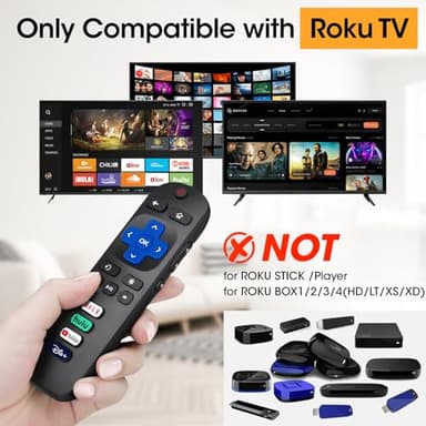 3 Pack Replacement Remote Control Only for Roku TV, Compatible for TCL Roku/Hisense Roku/Sharp/Philips/Onn Roku (Not for Roku Stick and Box) - Image 2