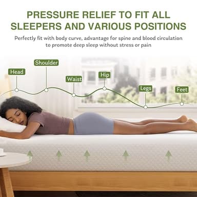 EGOHOME 6 Inch Full Size Mattress for Kids, Memory Foam Mattress with Cooling Green Tea Gel, Relieve Pressure with Medium Firm Support, CertiPUR-US Certified, 75''L x 54''W, White - Image 4