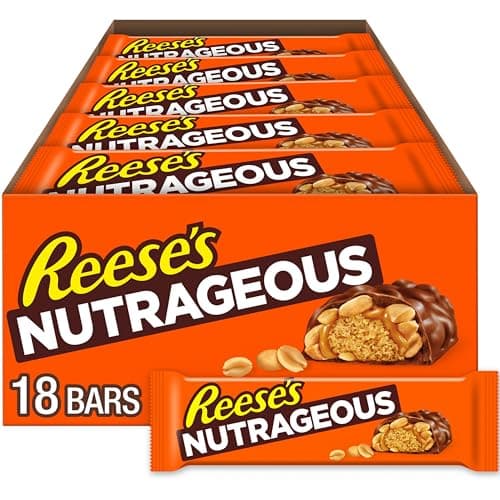 REESE'S NUTRAGEOUS Chocolate, Peanut Butter, Caramel and Peanut Candy Bars, 1.66 oz (18 Count) - Image 1