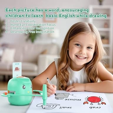 Interactive Educational Drawing Robot for Kids - Montessori Learning Toy with 150 Word Cards, Voice Interaction, Ages 5+ (Green) - Image 3