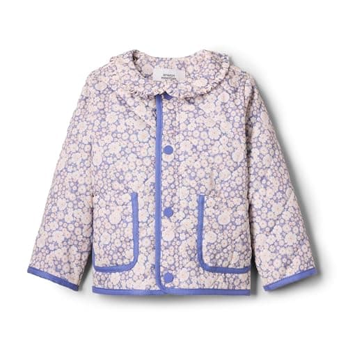 Amazon Essentials x Sofia Grainge Baby Girls' Midweight Field Jacket with Ruffle, Blue Ivory Delicate Floral, 12 Months - Image 1