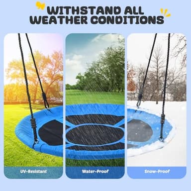 Trekassy 700lb 40 Inch Saucer Tree Swing for Kids Adults Outdoor 900D Oxford Waterproof with 2pcs Tree Hanging Straps, Steel Frame and Adjustable Ropes Blue - Image 4