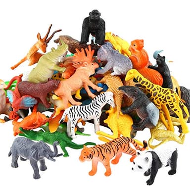 Animals Figure,54 Piece Mini Jungle Toys Set,ValeforToy Realistic Wild Vinyl Plastic Animal Learning Party Favors for Boys Girls Kids Toddlers Forest Small Playset Cupcake Topper - Image 1