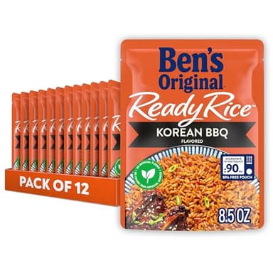 BEN'S ORIGINAL Ready Rice Korean BBQ Flavored Rice, Easy Dinner Side, 8.5 OZ Pouch (Pack of 12) - Image 1