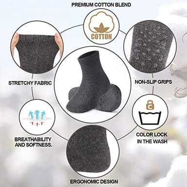 JAKIDAR 12 Pack Baby Toddler Socks Non Slip Grip Cotton Crew Socks for Boys Girls Infants Kids, Black/Gray/White, 12-24 Months - Image 3