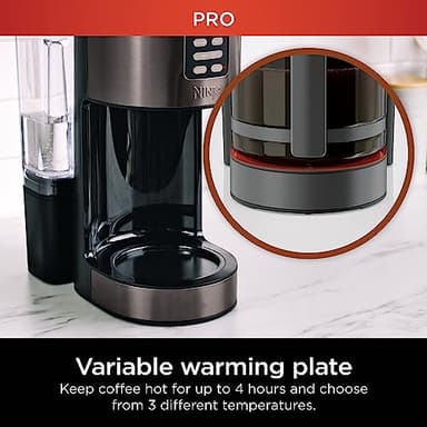 Ninja | Coffee Maker | 14-Cup Glass Carafe | Programmable | Includes Adjustable Warming Plate, Freshness Timer & Removable Water Reservoir | Black Stainless Steel | DCM201BK - Image 7