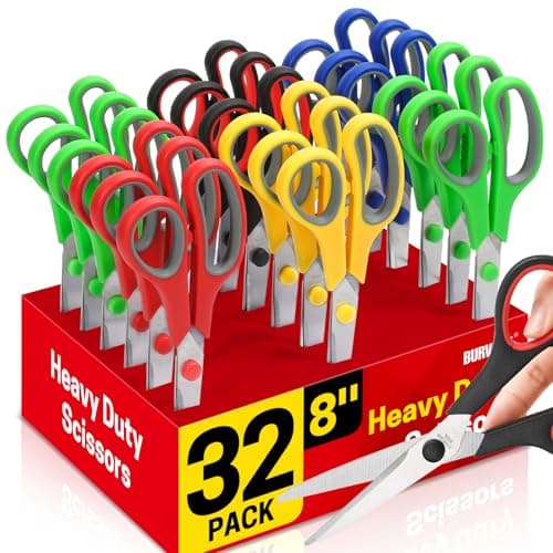 Scissors Bulk Set of 32-Pack, 8" All Purpose Multipurpose Sharp Sewing Craft Fabric Scissors for Office Home High/Middle School Student Office Teacher Art Supplies, Right/Left Handed - Image 1