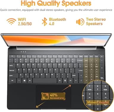 SGIN Laptops Windows 11, 15.6 Inch Laptop Computer 8GB DDR3 512GB SSD with I3 Processor, Webcam, HDMI, USB3.0, 7000mAh Battery, BT4.2, USB 3.2 * 3, WiFi, Type-C(Black) - Image 7