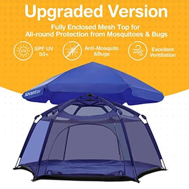Alvantor Baby Playpen Play Yard 84"x84"x44”Large Kids Tents Pop Up Play Tent Indoor Outdoor Playhouse for Babies Toddlers Children Camping Playground Beach, 36-96 Months, Navy - Image 5