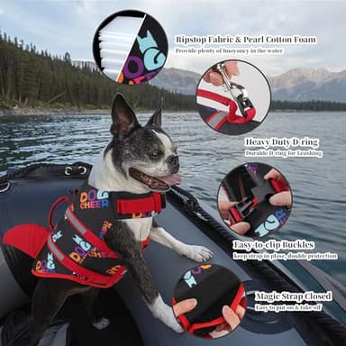 Dogcheer Dog Life Jacket, Cute Shark Dog Life Vest for Swimming Boating with Superior Buoyancy and Rescue Handle, Adjustable Puppy Swim Vest Pet Floating Vest for Small Medium Large Dogs - Black, S - Image 4