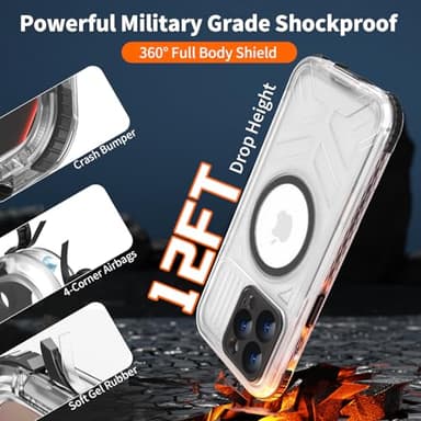 Evcing for iPhone 15 Pro Max Waterproof Case Compatible with MagSafe, Translucent Slim IP68 Underwater Built-in Screen Protector, 12FT Military Grade, 360 Full Body Protective Cover 6.7 inch Black - Image 4