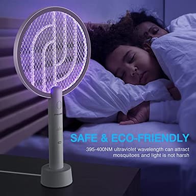 PALONE Electric Fly Swatter 3000V Bug Zapper Racket 2 in 1 Fly Swatter with 1200mAh Battery Rechargeable Mosquito Killer Lamp with 3 Layers Safety Mesh for Indoor and Outdoor (2 Pack) - Image 4