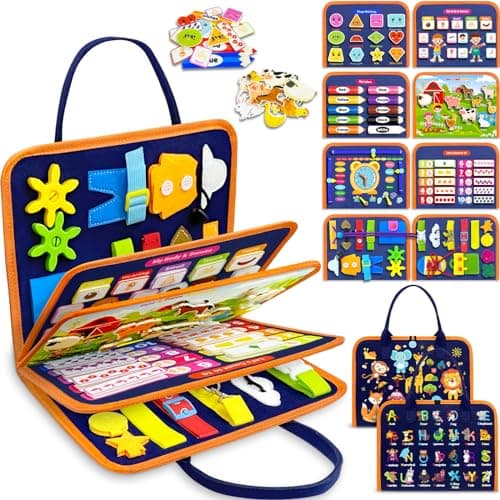Exorany Busy Board Montessori Toys for 1 2 3 4 Year Old Boy & Girl Birthday Gifts, Busy Book Learning Sensory Toys for Toddlers 1-3 2-4, Toddler Travel Educational Activities Fine Motor Skills - Image 1