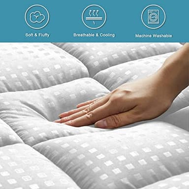 HYLEORY Queen Mattress Pad Quilted Fitted Mattress Protector Cooling Pillow Top Mattress Cover Breathable Fluffy Soft Mattress Topper with 8-21" Deep Pocket - Image 5