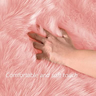 Latepis Pink Area 8x10 Shaggy Faux Sheepskin Fur Rug for Living Room Floor Cute Plush Carpet for Bedroom Girls Soft Furry Rug Luxury Home Decor - Image 5