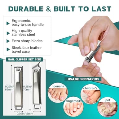 2025 Ultra Sharp Nail Clippers Set for Men & Women – 2 Pack Stainless Steel Fingernail & Toenail Clippers, Professional Manicure & Pedicure Tools with Storage Case - Image 2