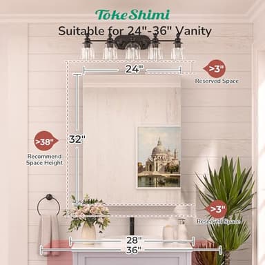 TokeShimi 24 x 32 Mirrored Medicine Cabinet Recessed or Surface Mount, Aluminum Tempered Bathroom Medicine Cabinet with Mirror with Storage Black Stepless Adjustable Metal Shelves Farmhouse - Image 4