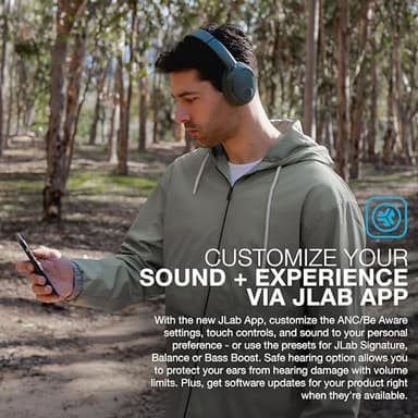 JLab JBuds Lux ANC Wireless Headphones, Sage, Hybrid Active Noise Cancelling, Customizable Sound, Spatial Audio Compatible, Premium Over-Ear Bluetooth Headset - Image 5