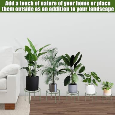 Metal Plant Stands, Anti-Rust Iron Flower Pot Stand, Heavy Duty Plant Pot Shelf, Decoration Racks for Home Indoor and Outdoor 10 Pcs (Green) - Image 5