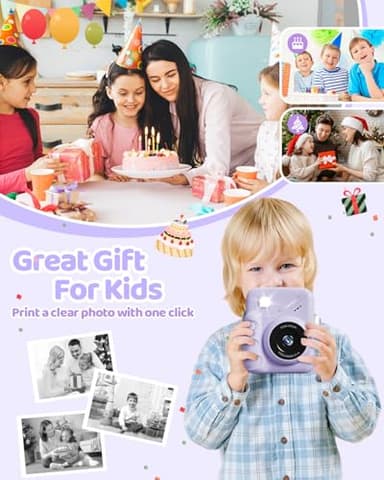 TIATUA Kids Camera Instant Print for Girls Ages 3-14, 3-inch HD Screen Camera for Kids with Printing Paper, 1080P Digital Toddler Toys for 4 5 6 7 8 9 10 11 12 Years Old (Purple) - Image 6